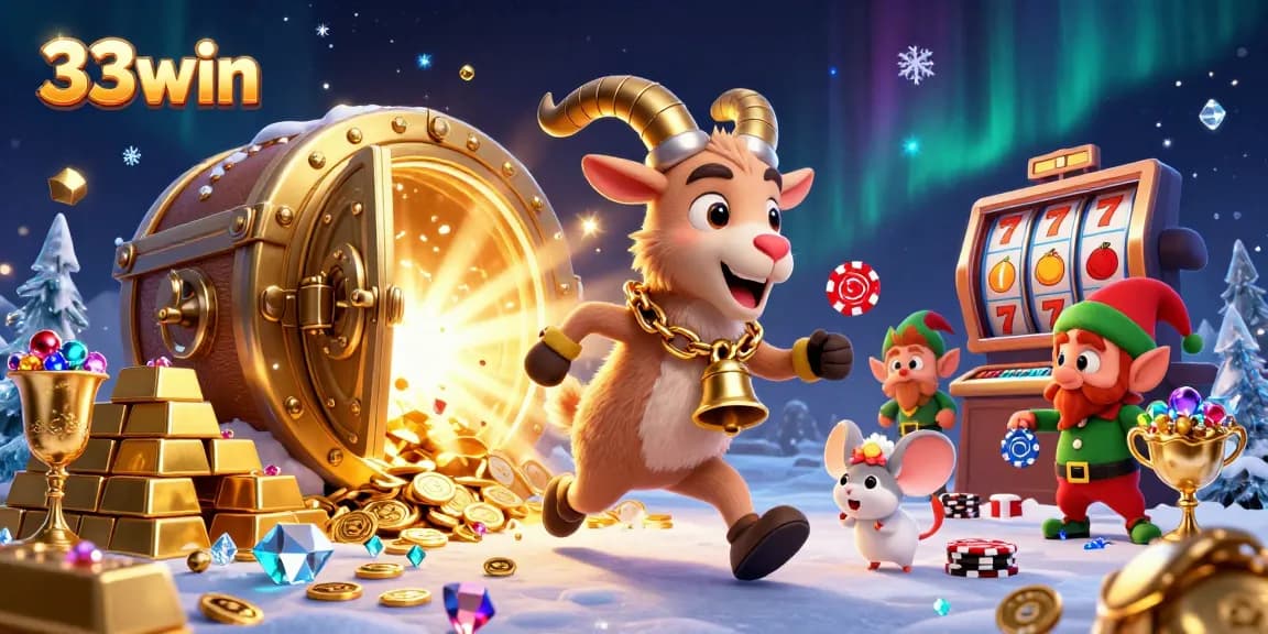 Spin the reels with 33win as Krampus and friends host a thrilling casino showdown!