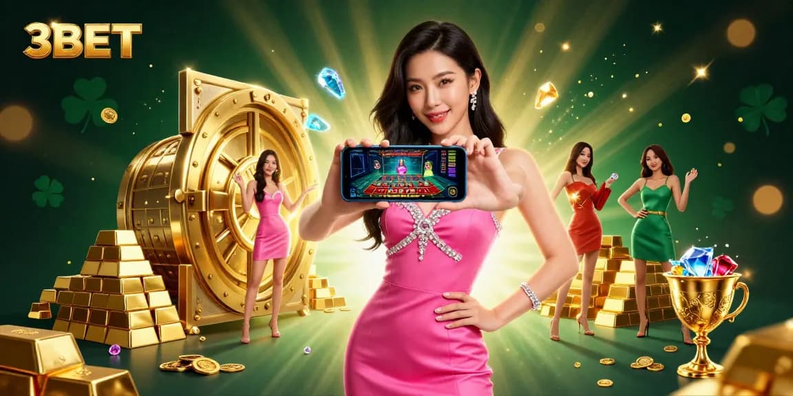 Experience 3BET's top live dealer games with stunning visuals and exciting elements in this vibrant illustration.