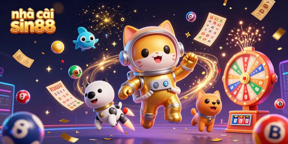Engage with the nhà cái sin88 experience through vibrant lottery-inspired 3D illustrations bursting with color.