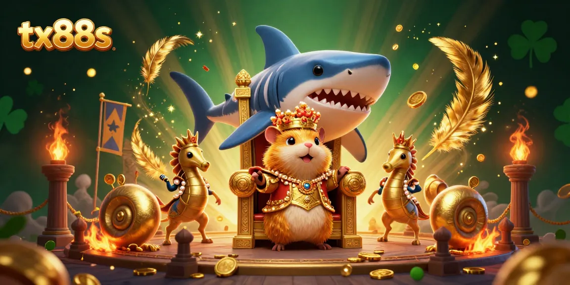 Engage in thrilling adventures with tx88s, where a golden hamster king reigns over a lively gaming arena full of treasures.