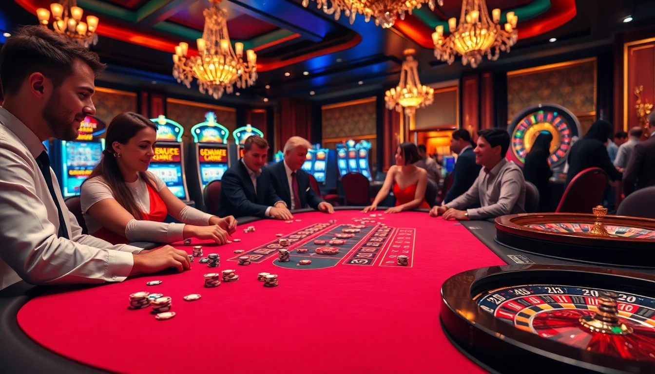 Players enjoying a thrilling blackjack game at sunwin casino, rich in color and excitement.