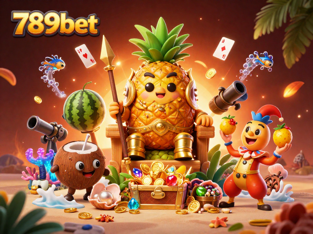 Engage with 789bet's vibrant casino world featuring an exciting tropical theme with colorful characters.