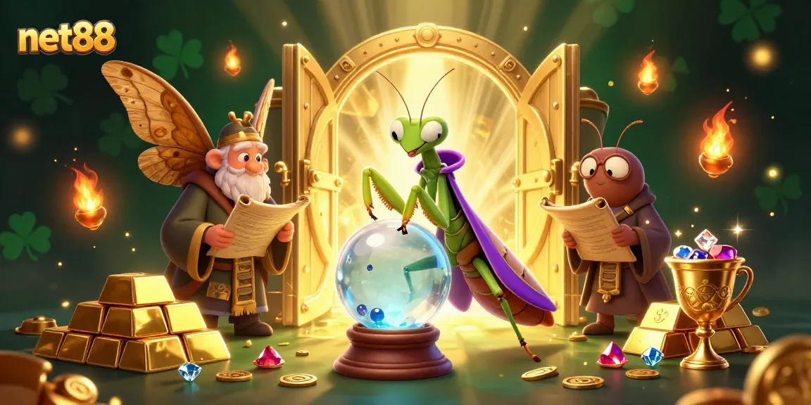 Net88 players strategizing with mystical fortune tellers in a vibrant casino setting
