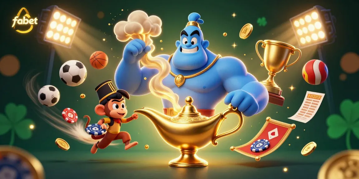 Experience the thrill of fabet with a dynamic, colorful casino gaming scene featuring exciting characters and action.