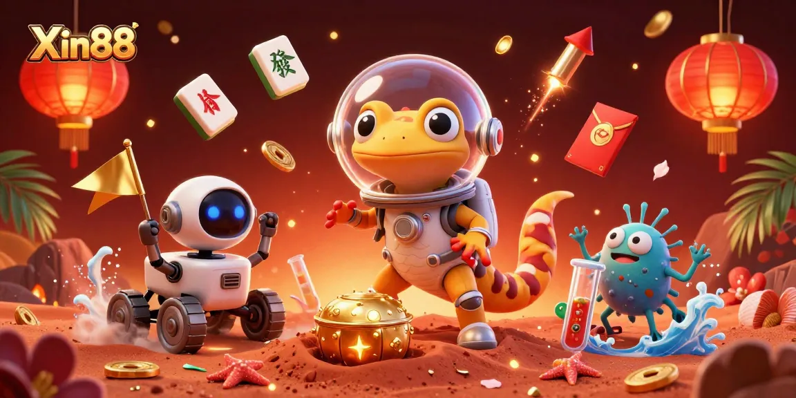 Join the Martian gecko exploring the golden casino with Xin88 and win big!