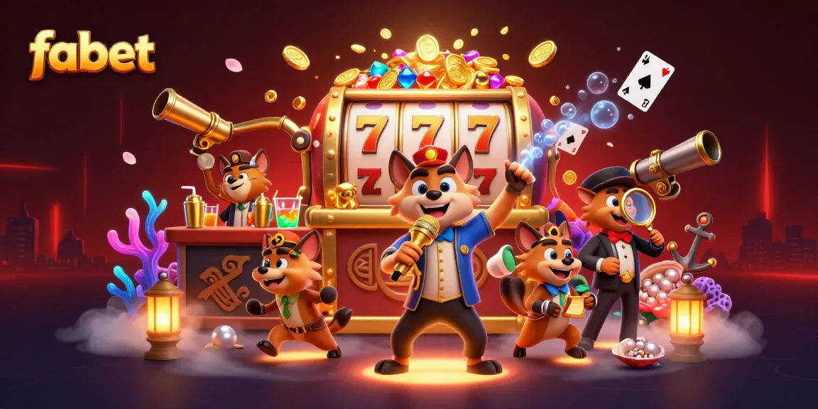 Experience laughter and excitement at fabet's casino club with hyenas and gaming elements.