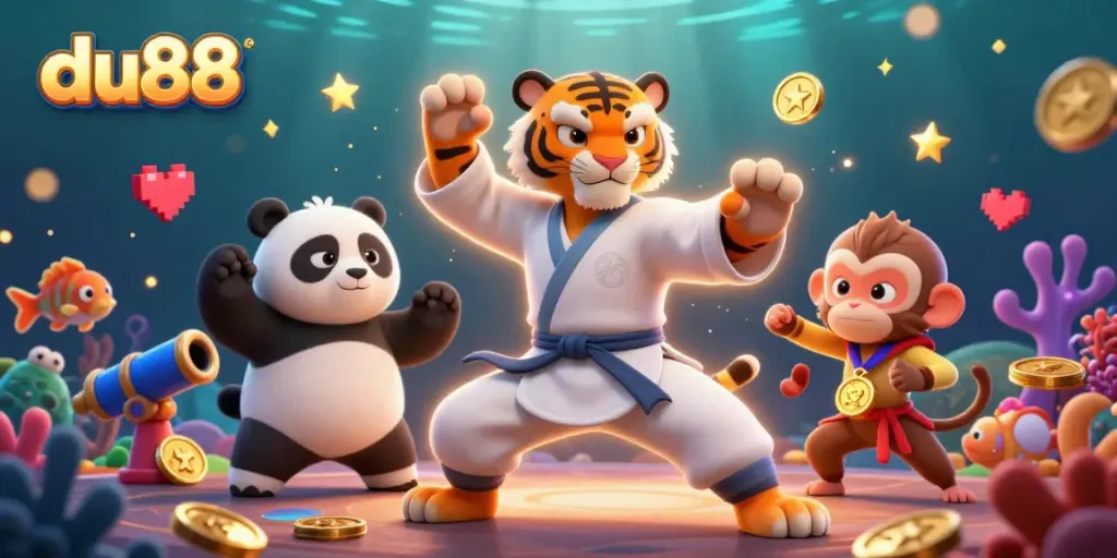 Experience thrilling fish shooting at du88 with a kung fu tiger and fun game elements.
