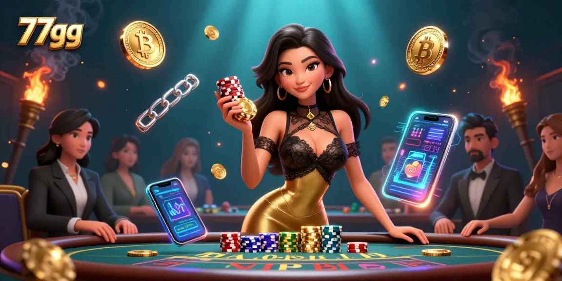Experience high-stakes gameplay with 77gg at a luxurious baccarat table.