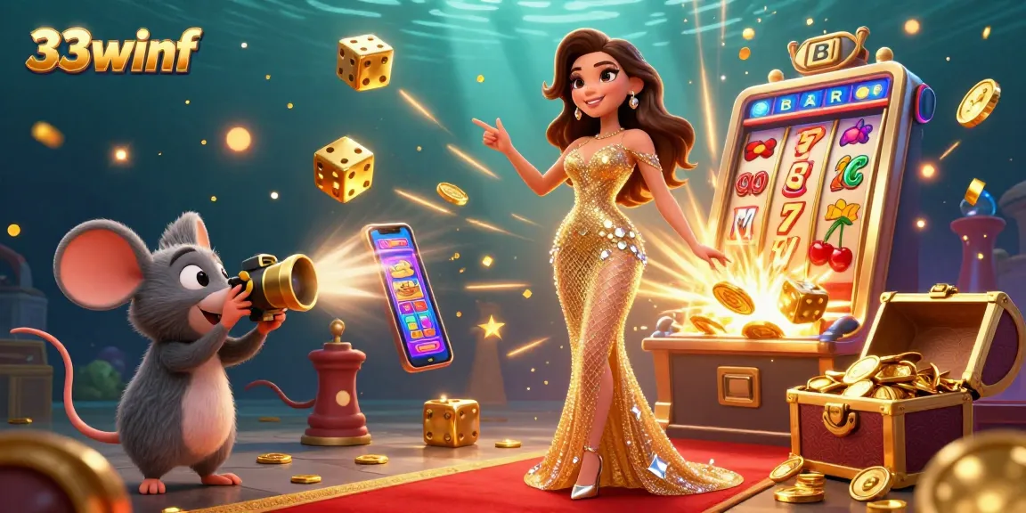 Experience wins at 33winf with vibrant casino action illustrated through colorful slot machines and thrilling gaming scenes.
