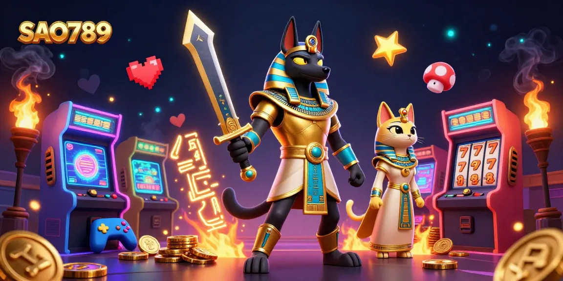 Engage with SAO789's vibrant gaming experience, featuring ancient Egyptian characters and dynamic arcade elements.