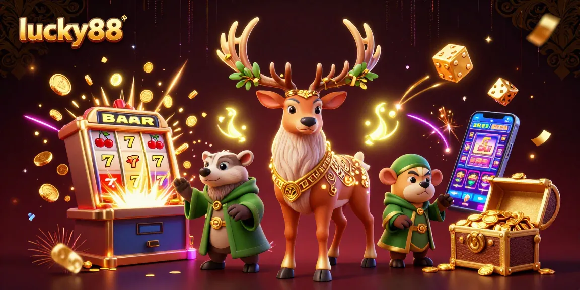 Experience thrilling gameplay with lucky88, featuring a druid stag and vibrant casino elements.