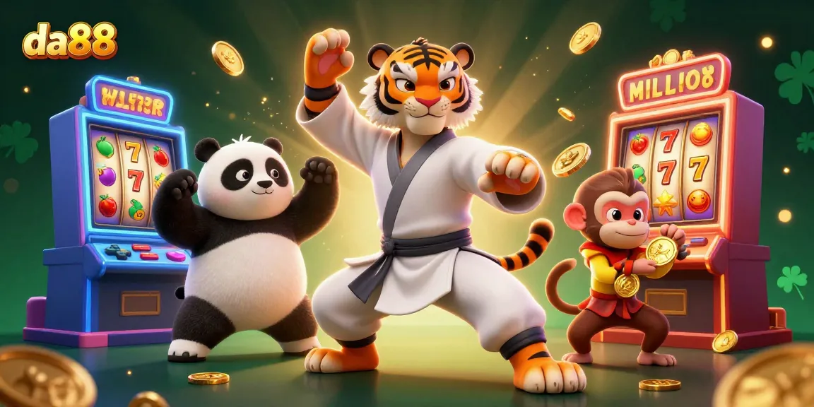 Experience thrilling slots with da88, featuring animated characters and vibrant casino elements.