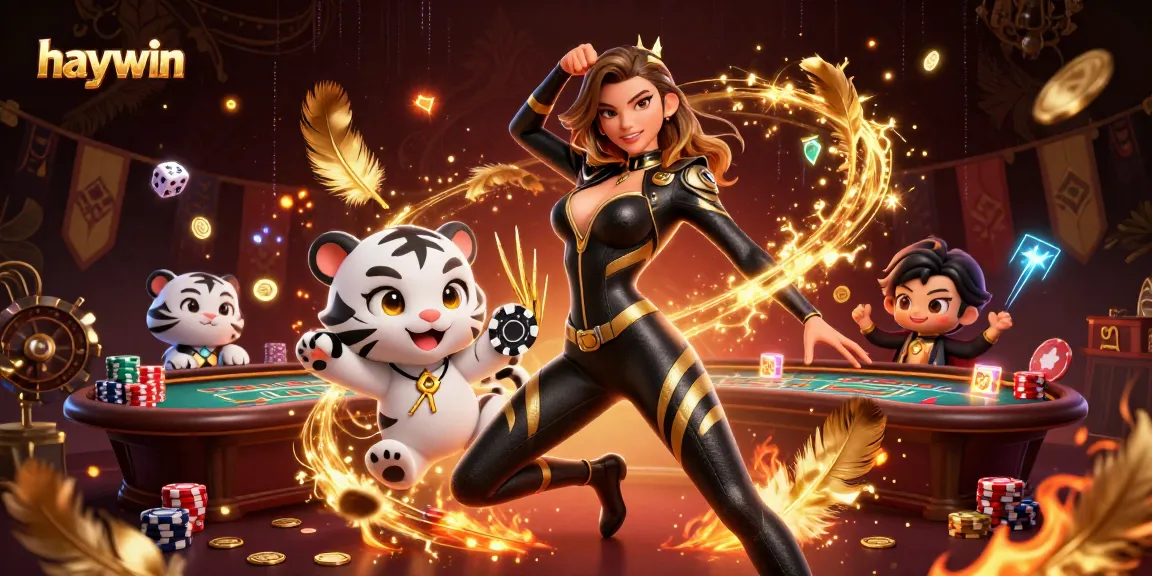Play thrilling games at haywin with a dazzling 3D tiger and acrobatic heroine under neon lights.
