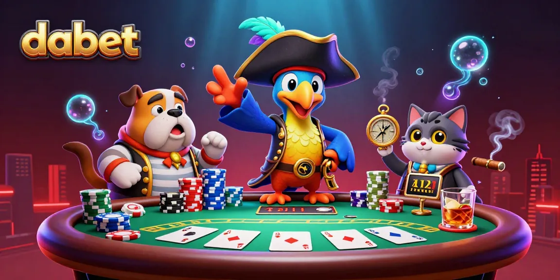 Dabet casino features interactive poker gameplay with colorful characters and vibrant gaming elements.