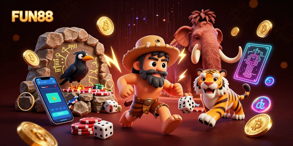Experience FUN88's vibrant casino atmosphere with engaging characters and rich gambling visuals.