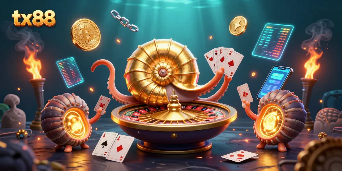 Experience exciting gameplay with tx88 featuring a giant nautilus roulette wheel and crypto elements