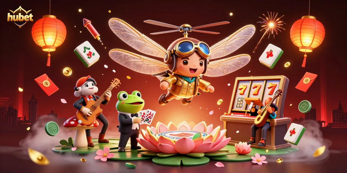 Experience thrilling slots action at Hubet's vibrant lily pad casino.