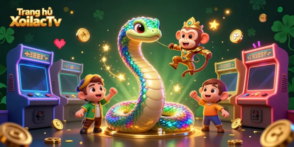 Experience the vibrant atmosphere of Trang chủ XoilacTv, featuring colorful characters in an engaging casino-themed scene.