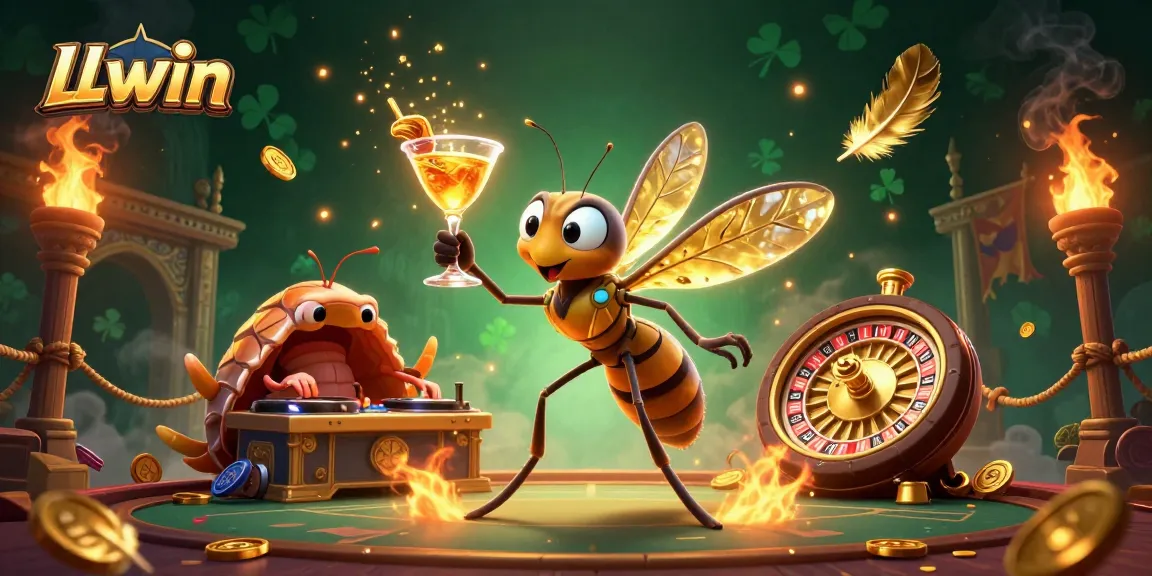 Experience the thrill of LLwin with a vibrant 3D casino scene featuring unique characters and dynamic game elements.