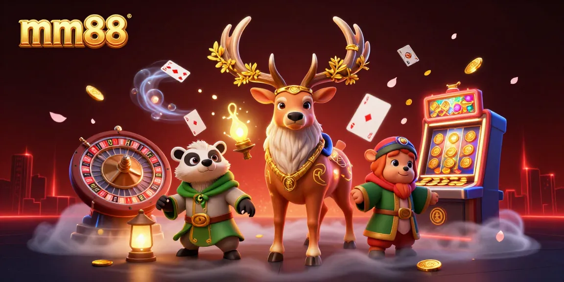 Engage in winning strategies at mm88, featuring a vibrant 3D casino scene with dynamic characters and game elements.