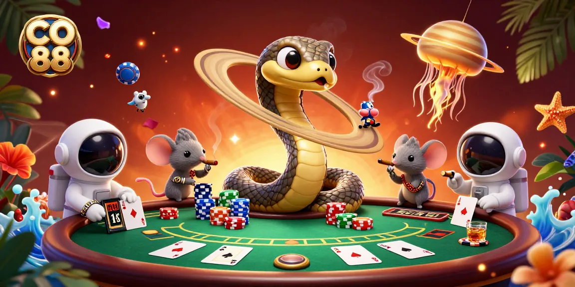 Experience thrilling bets with CO 88 as astronaut mice play on a cosmic roulette wheel.