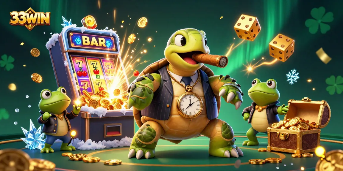 Experience thrilling gameplay with 33WIN's vibrant casino scene featuring a rich 3D illustration.