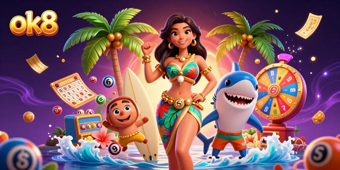 Experience thrilling gaming at ok8 with a vibrant 3D scene showcasing exciting casino elements.