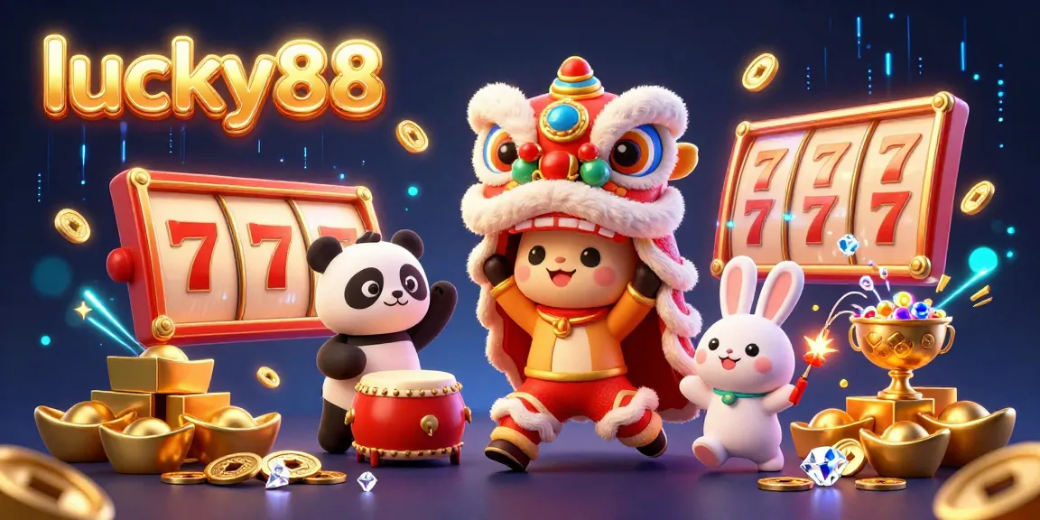 Experience the excitement of lucky88 with colorful characters and vibrant casino elements in a dynamic slot scene.