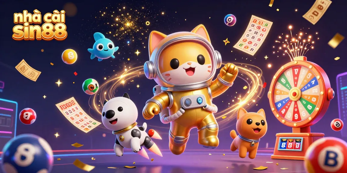 Engage with the nhà cái sin88 experience through vibrant lottery-inspired 3D illustrations bursting with color.