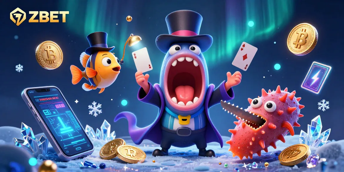 ZBET brings excitement with a vibrant underwater casino scene featuring a bioluminescent eel magician.
