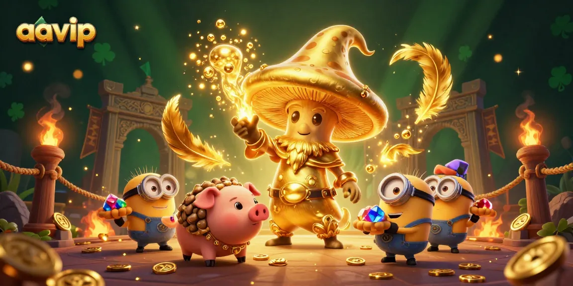 Spin the reels at aavip while the golden wizard conjures treasures amidst swirling particles.