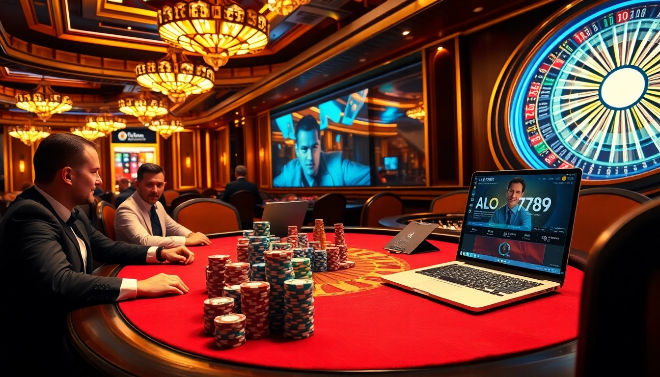 players engaging in high-stakes poker at alo789 casino, showcasing excitement