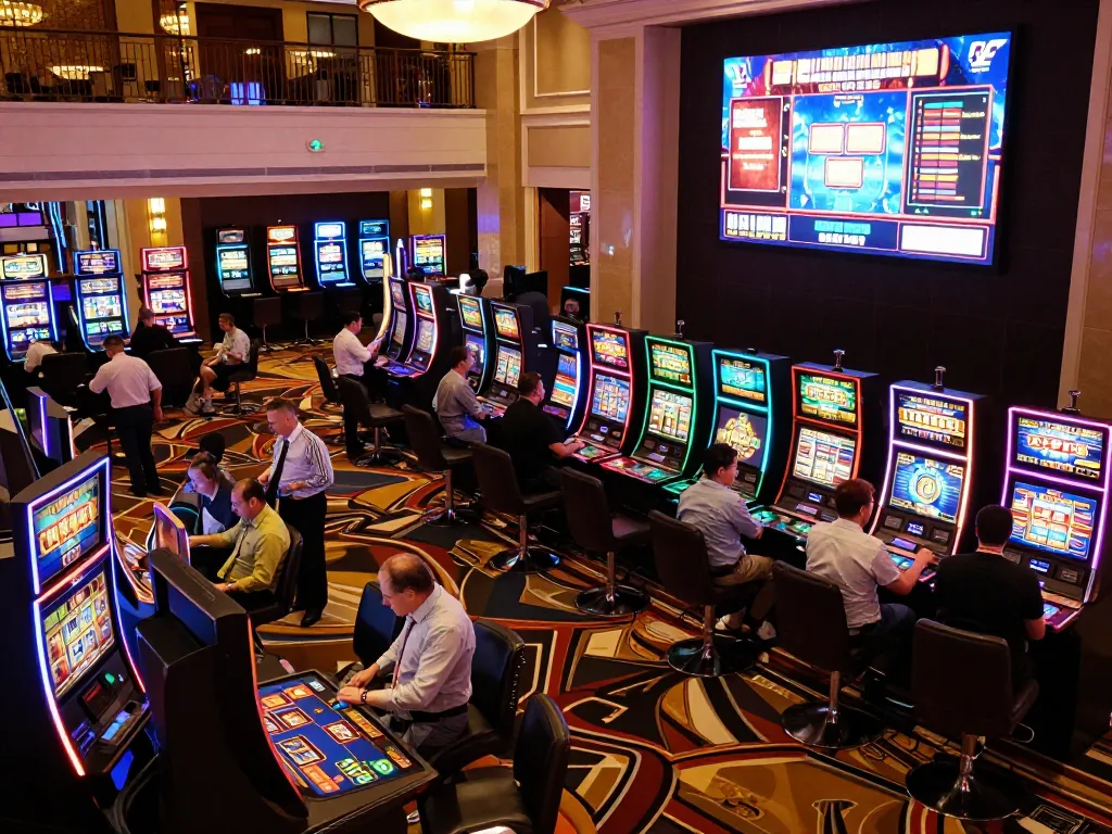Players enjoying games at Casino C168 with vibrant slot machines and dynamic atmosphere.