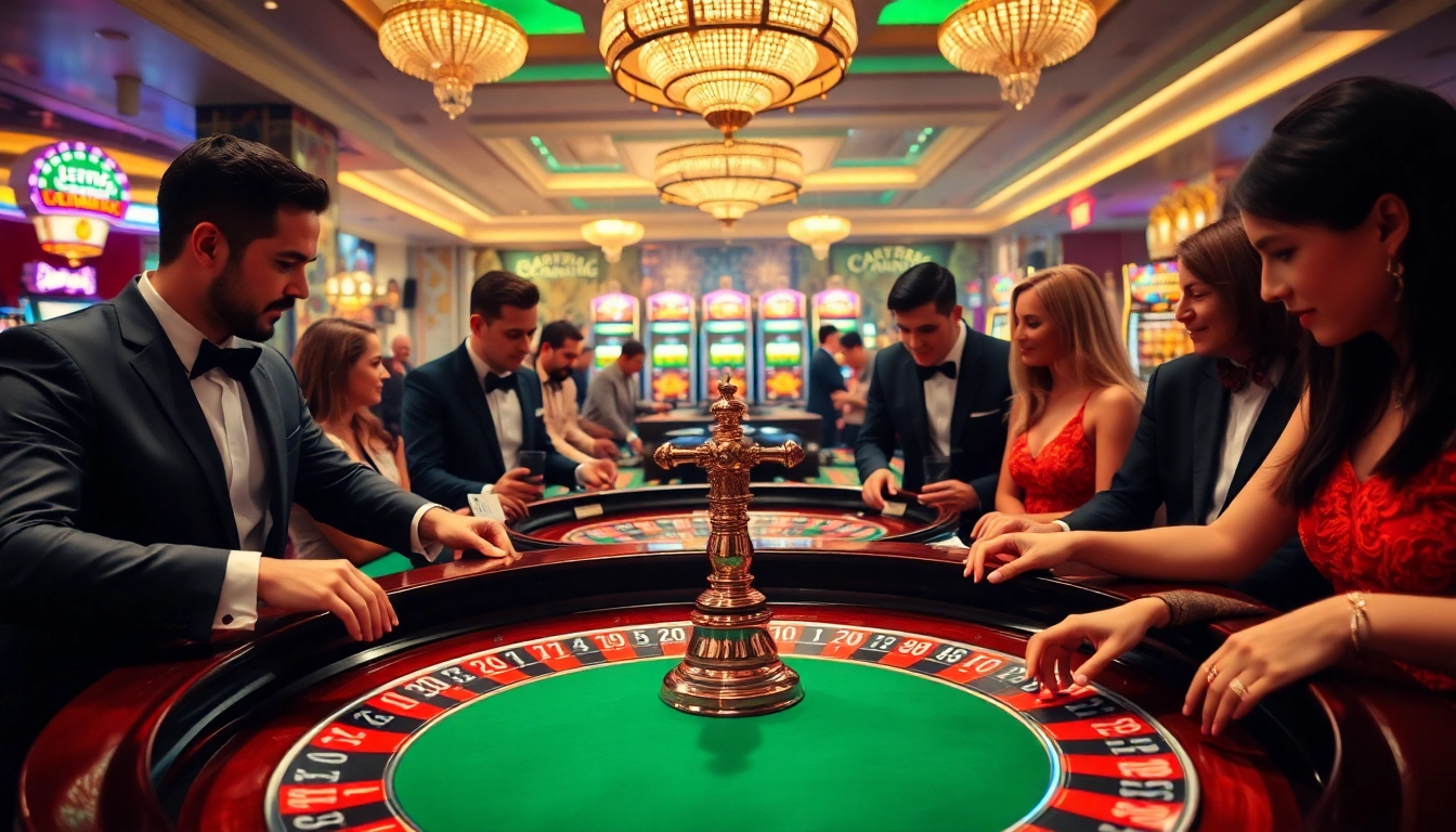 Experimente a emoção do cassino ao vivo Brasil, com jogadores em uma roleta glamourosa.