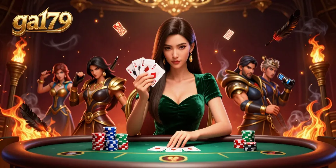 Experience thrilling cockfighting action with ga179 in a vibrant casino scene featuring poker excitement.