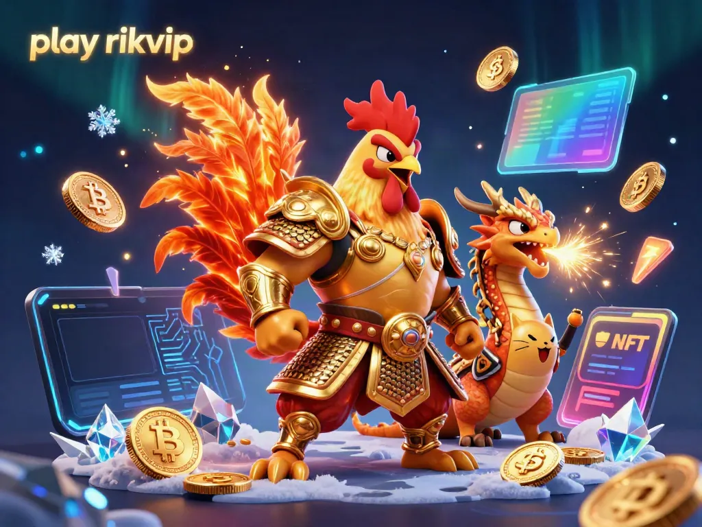 Experience the thrill as you play rikvip with cartoon heroes amidst gems and coins in a vibrant 3D scene.