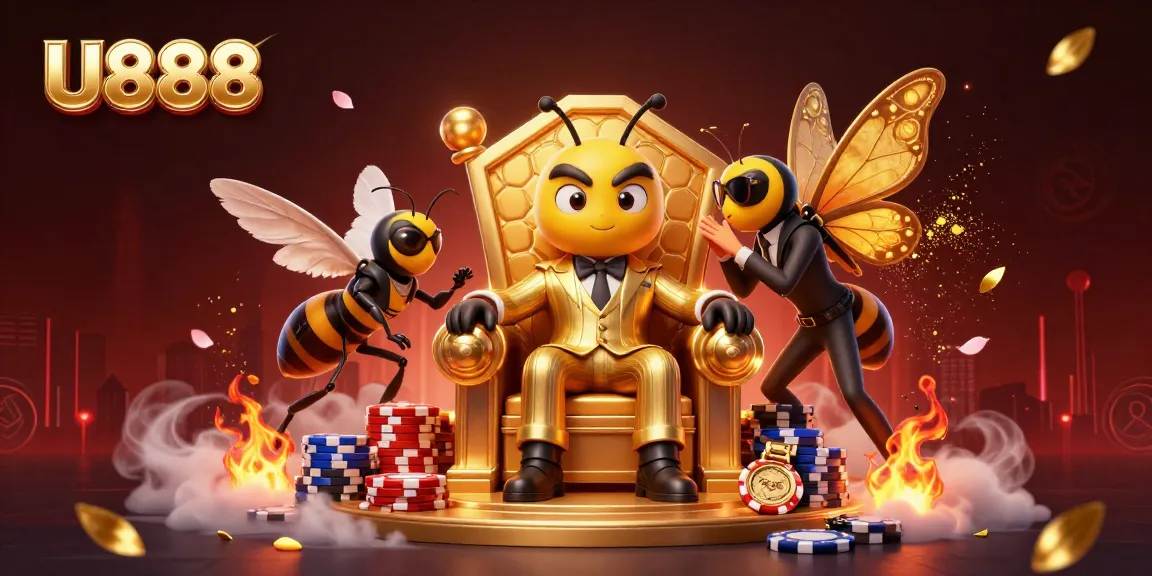 Engage with U888 cockfighting betting featuring a dynamic scene with betting elements and vibrant characters.
