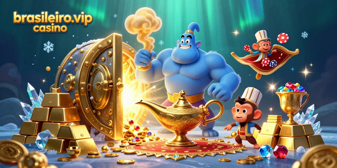 Experience the thrill of brasileiro.vip casino with a dynamic 3D illustration bursting with exciting gaming elements.