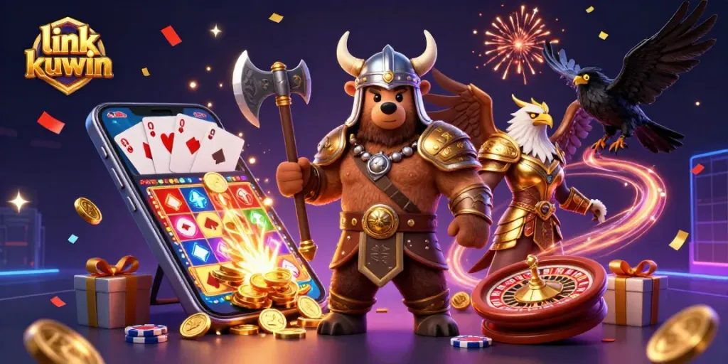Spin the reels at link kuwin with the Viking and Valkyrie in vibrant 3D casino action.