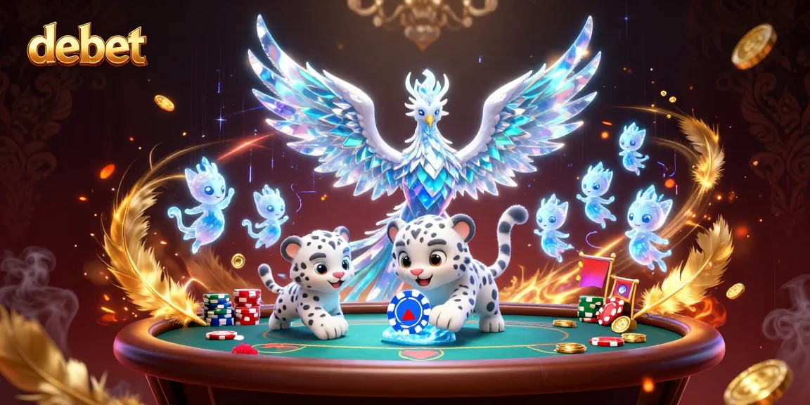 Enjoy the vibrant debet gaming scene with a phoenix, snow leopard, and sparkling chips.