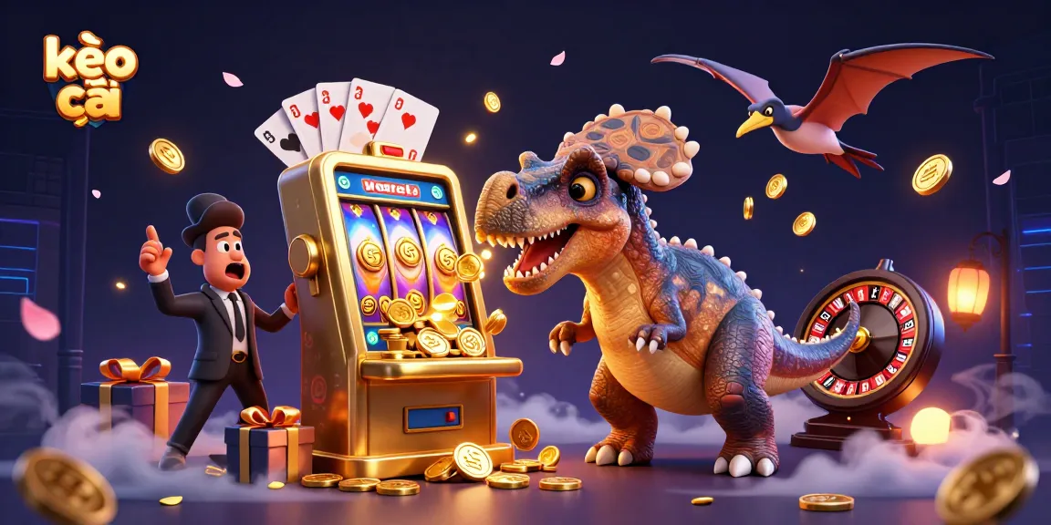 Catching flying coins in kèo nhà cái casino with vibrant 3D characters in action