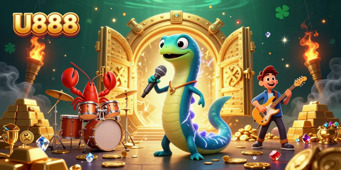 Experience the excitement of U888's underwater casino with vibrant characters and treasures.