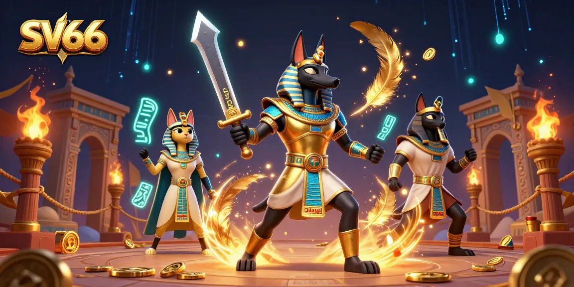 Win big at SV66 with thrilling ancient Egyptian warriors in a vibrant casino scene.