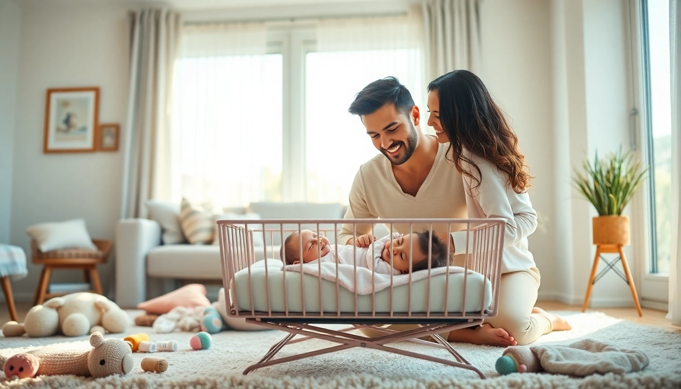 Family with new bornbaby enjoying a tender moment in a cozy living room atmosphere.