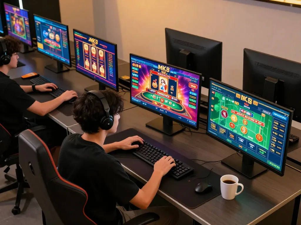 Engaging in online gaming at MK8 platform, featuring vibrant casino interface and live dealer games.