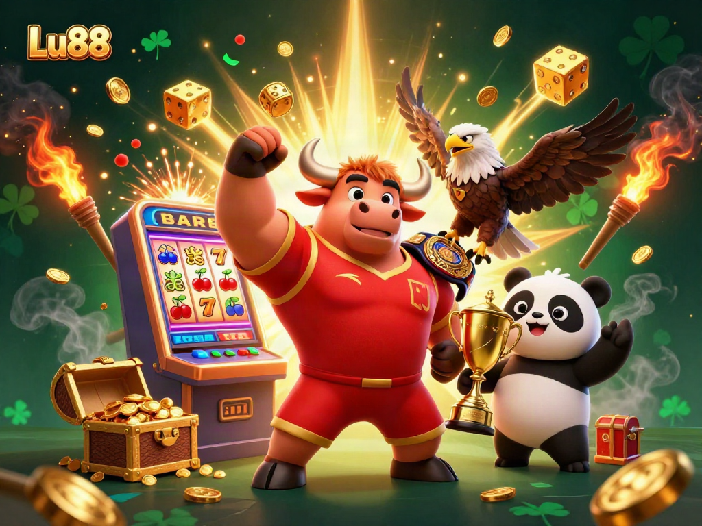 Experience Lu88's thrilling jackpot with our vibrant casino mascots and exciting game elements!