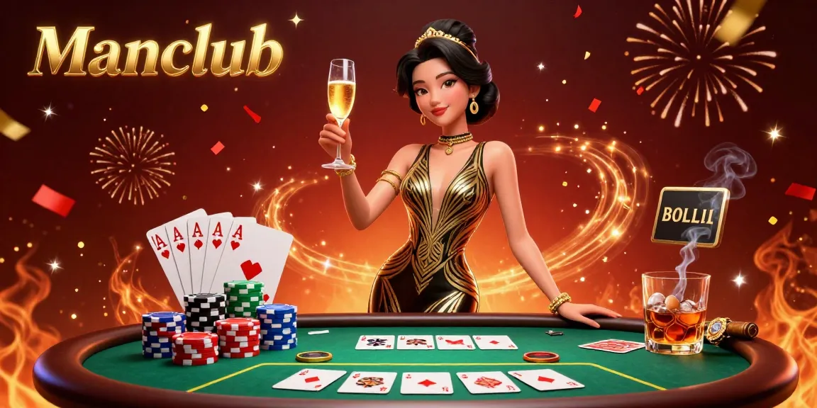Engage in thrilling gaming at Manclub with a lively scene of poker and excitement.