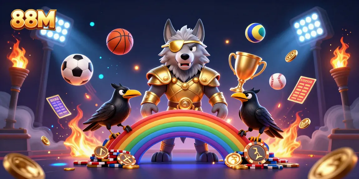 Engage in the thrilling 88M experience with a vibrant fantasy casino scene featuring Odin and his ravens.