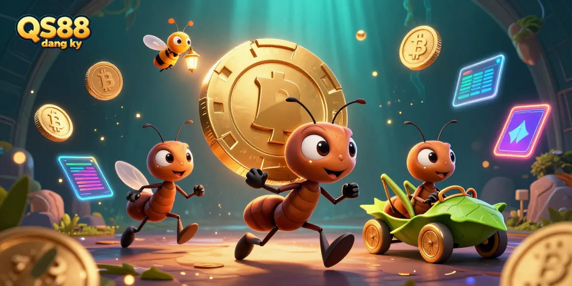 Experience thrilling gameplay with QS88 dang ky and a team of ant heisters in a vibrant casino world.