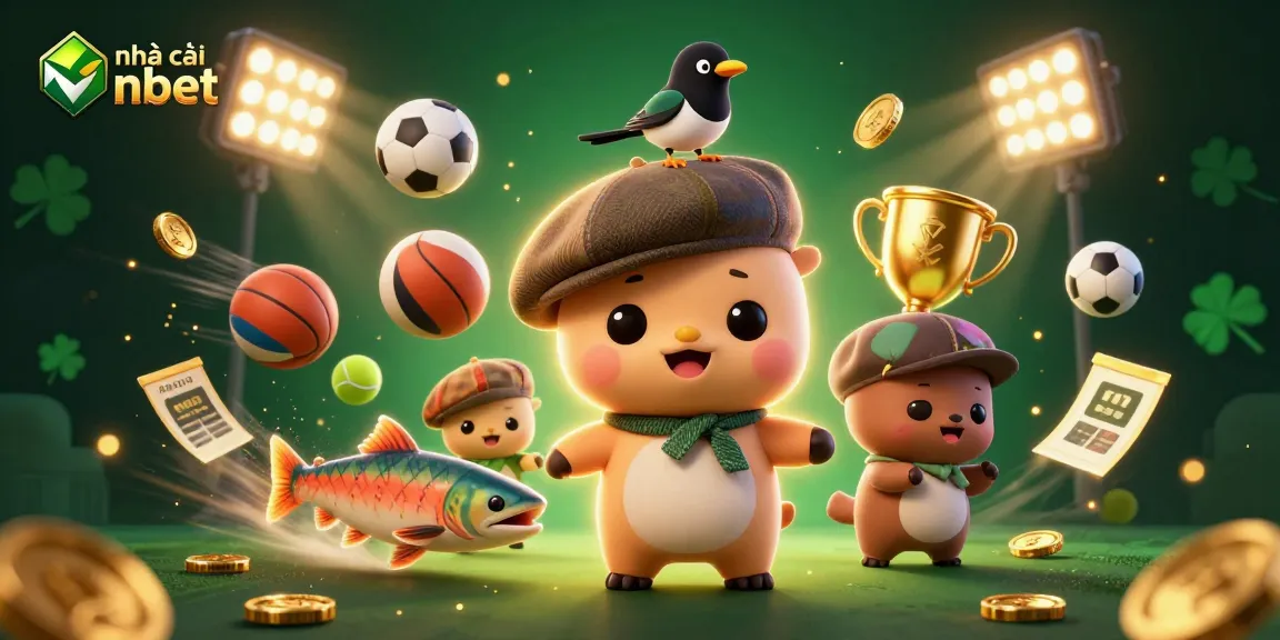 Experience excitement at nhà cái nbet with a vibrant 3D casino scene featuring iconic characters and sports elements.
